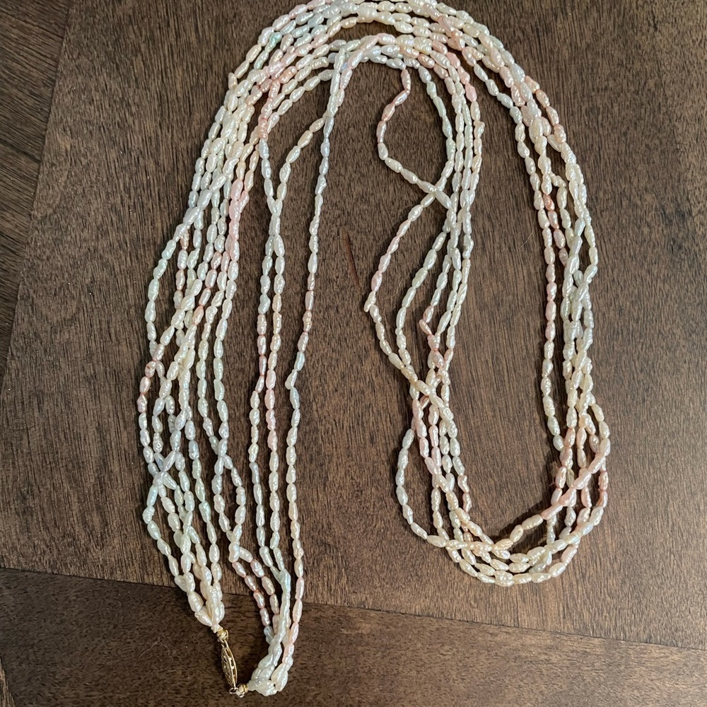 Vintage Seed Freshwater Pearl Long Necklace